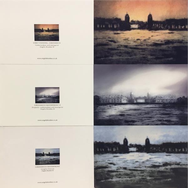 3 cards depicting Greenwich Angela Brookes