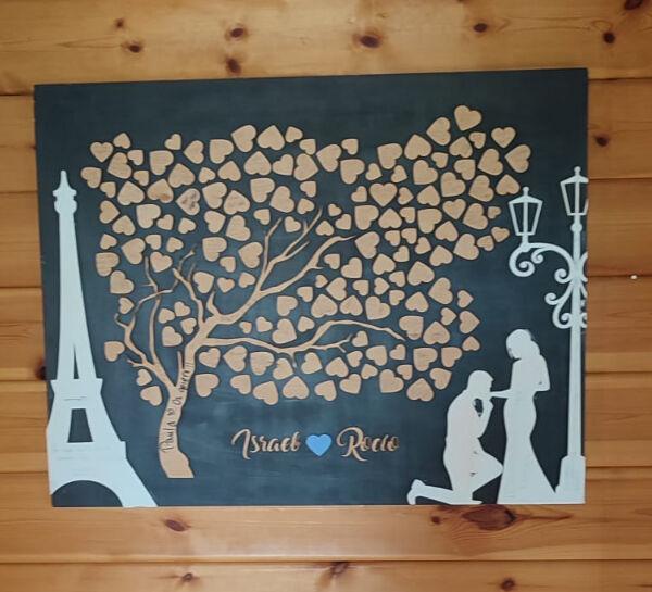 Cuadro firmas personalizado con 150 corazones