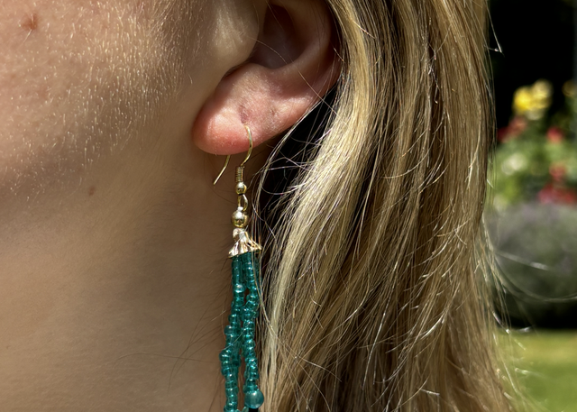 Aros corona mostacilla múltiple turquesa