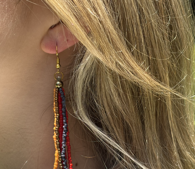 Aros bolitas mostacillas multiples naranja