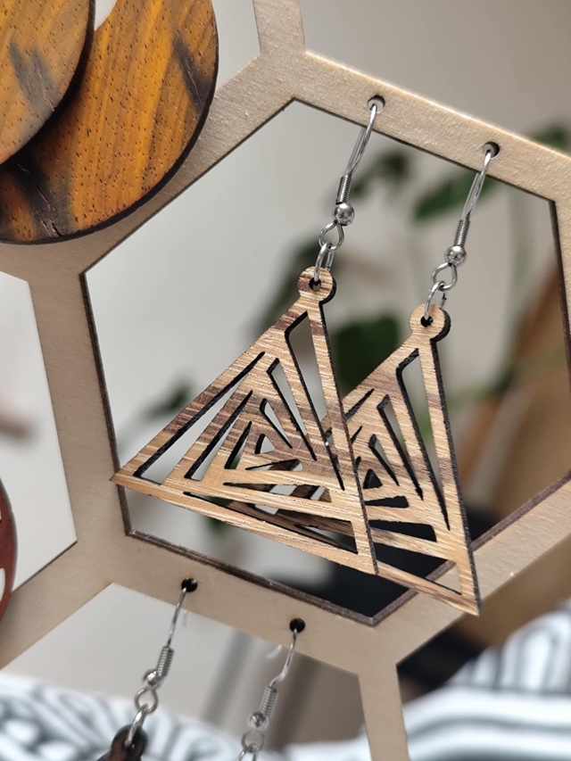 boucles d'oreilles en bois exotique