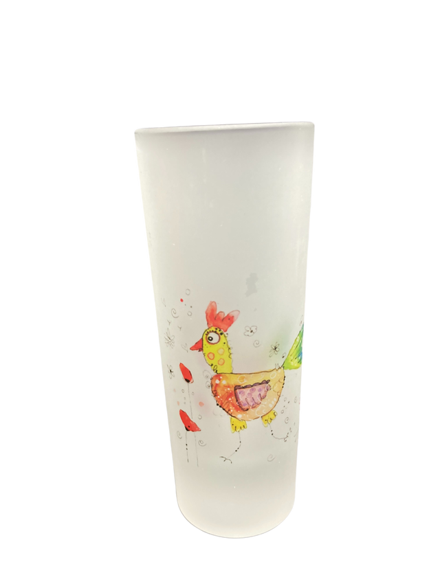 Schnapsglas satiniert "Hühnerdame"