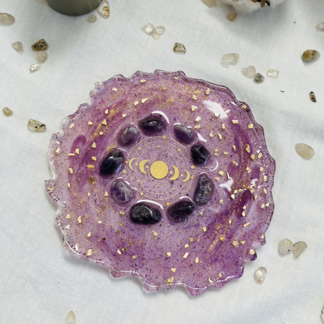 Coupelle à bijoux Galaxy violet pierres naturelles d’Améthyste
