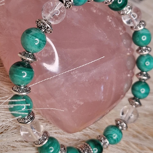 Bracelet Malachite et Cristal de Roche 