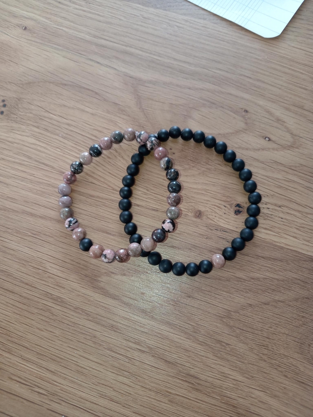 Bracelet duo onyx/rhodonite
