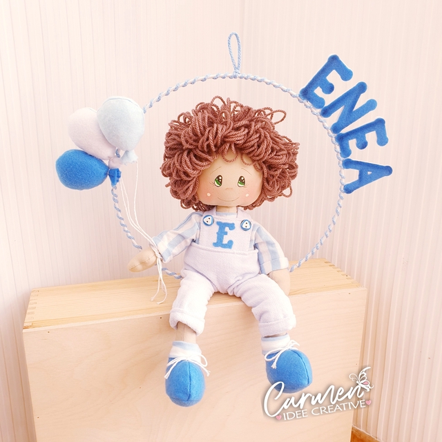 Fiocco nascita cerchio bambola maschietto