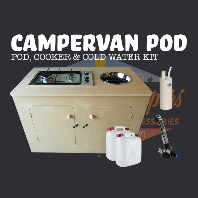 MDF Campervan Kitchen Pod Unit with Stainless Steel Sink Cooker and