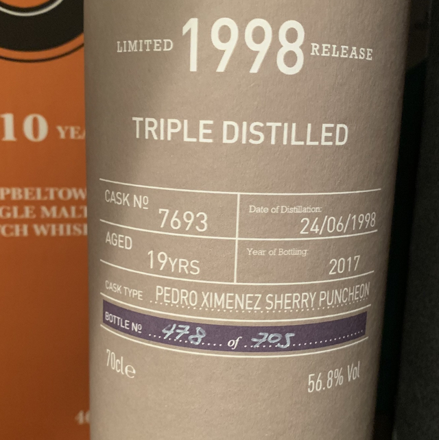 BenRiach 1998 Triple Distilled 19yo PX