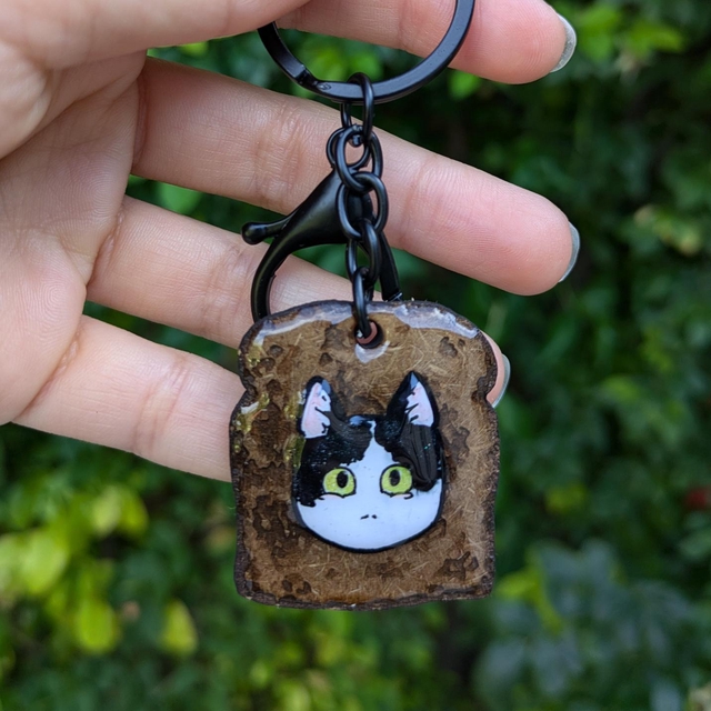 *Personnalisable* Porte-clé chat toast