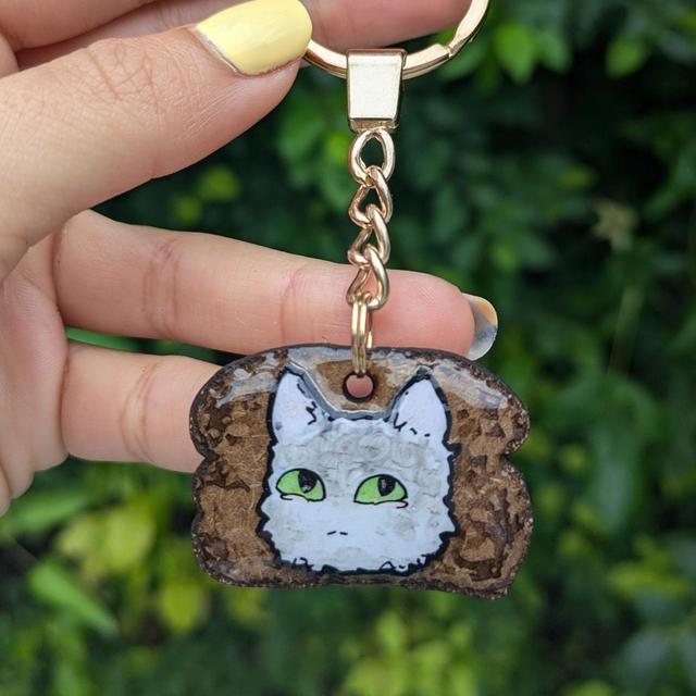 *Personnalisable* Porte-clé chat toast