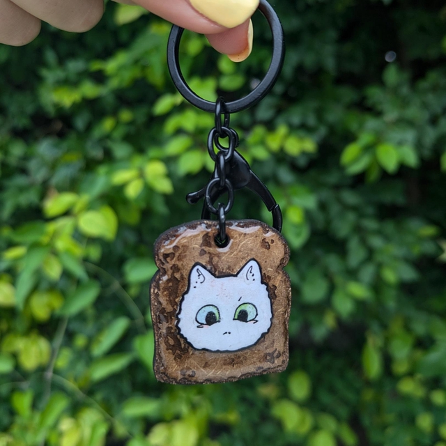 *Personnalisable* Porte-clé chat toast