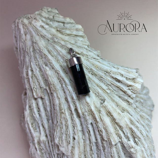 Schörl Anhänger 925 Silber (Energetischer Schutz) 