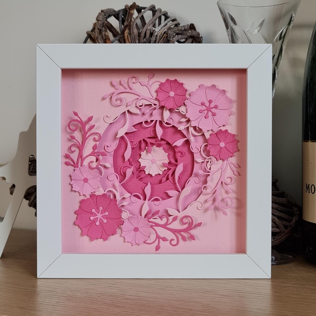 3D Floral Picture Pink Circle 17.5cm
