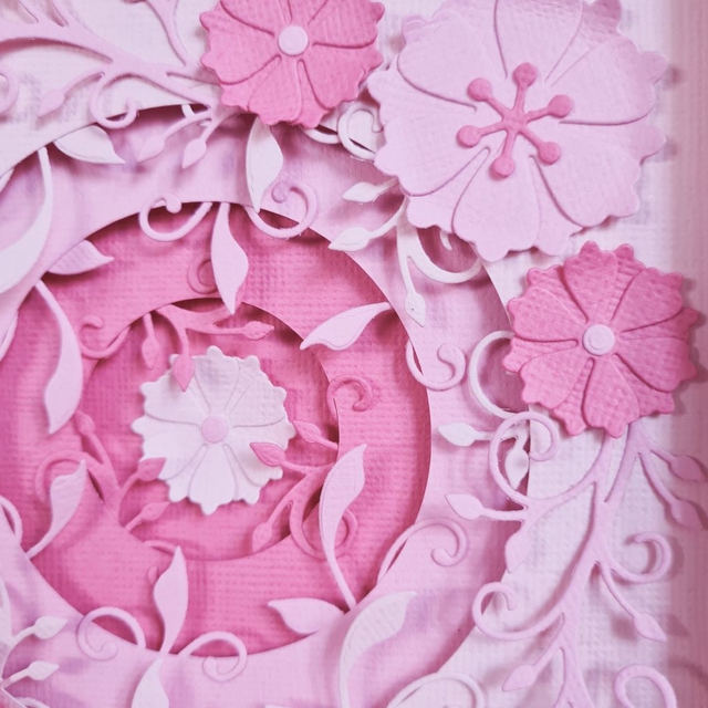 3D Floral Picture Pink Circle 17.5cm