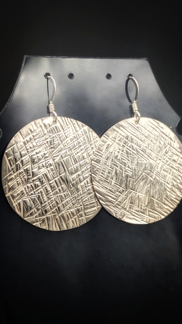 Boucles d'Oreilles Argent Martelé Ronde