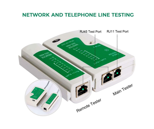 RJ45 Network Cable Tester CAT5e CAT6 RJ11 LAN PC Wire Lead