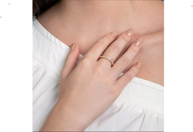 Anel Solitário Cravejado Banhado Ouro 18k