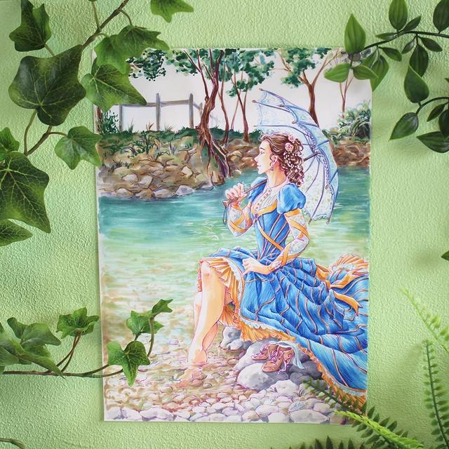 Au fil de l'eau - illustration originale