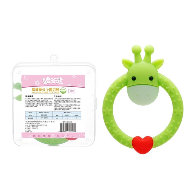 Mordedor siliciona diseño jirafa con cajita plástica