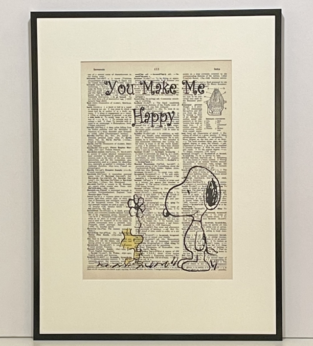 You make me happy - bedruckte Buchseite gerahmt 