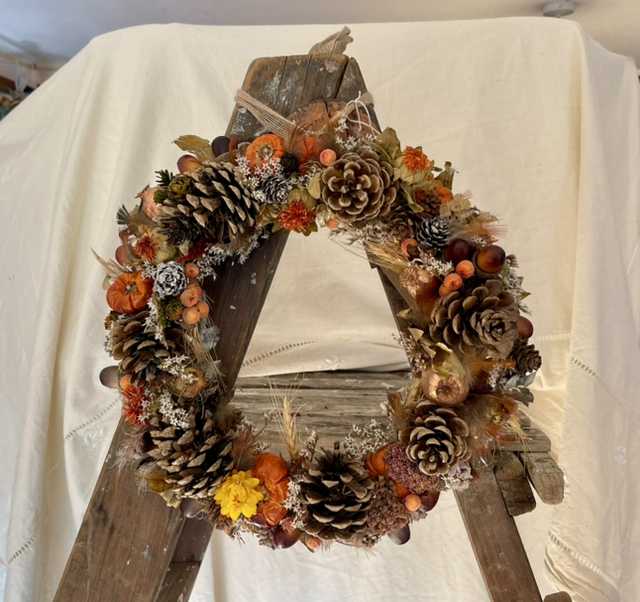 bright autumn mini pumpkin wreath