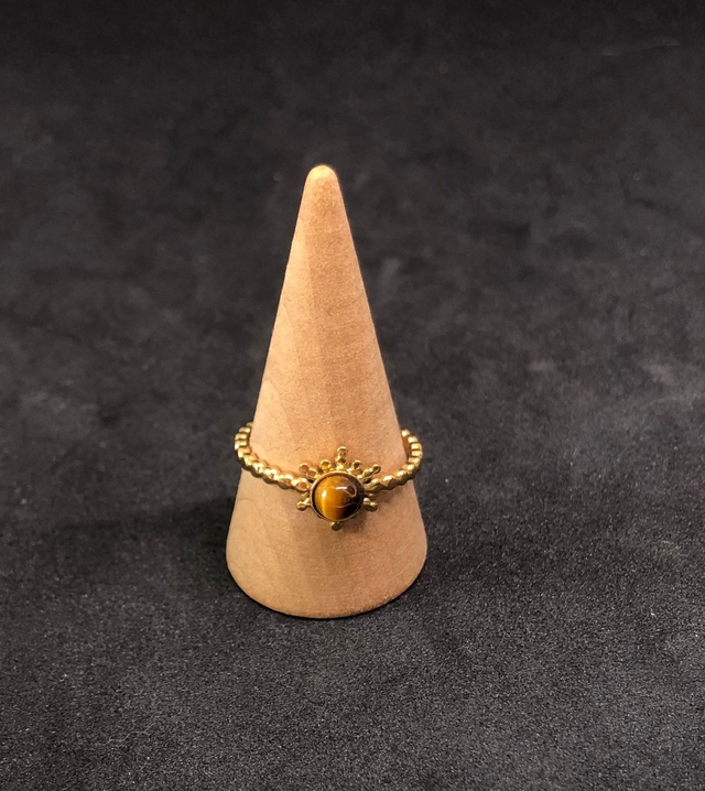 Bague métal et œil du tigre