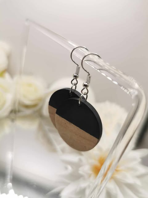 Boucles d'Oreilles en Bois et Résine