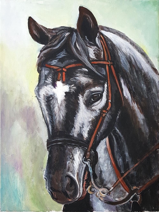 Horse Portrait Acrylic/oil on canvas original art horse lover gift