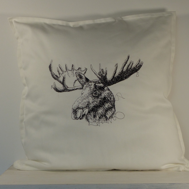 Kissenhülle weiß „Elch“