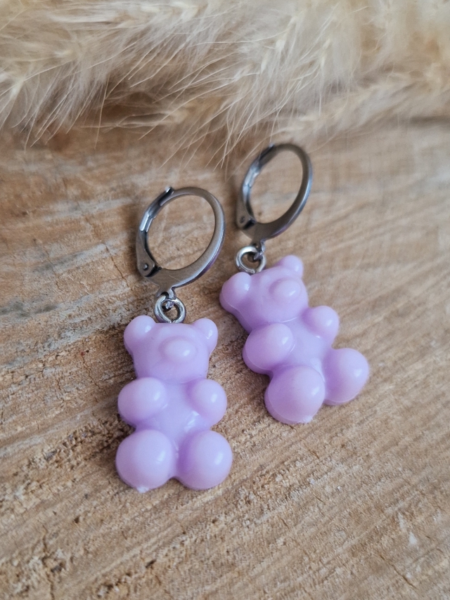 Boucles d'oreilles "Oursons" - Modèle lilas