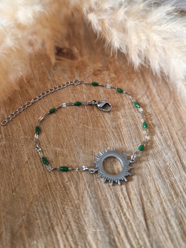 Bracelet "Soleil" - Modèle argenté et vert