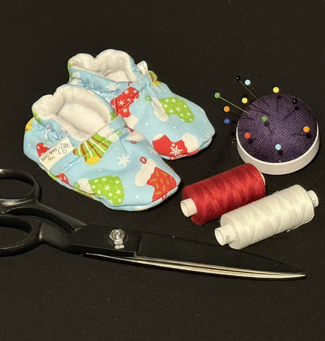 Blue Christmas Stockings Fleece Lined Slippers