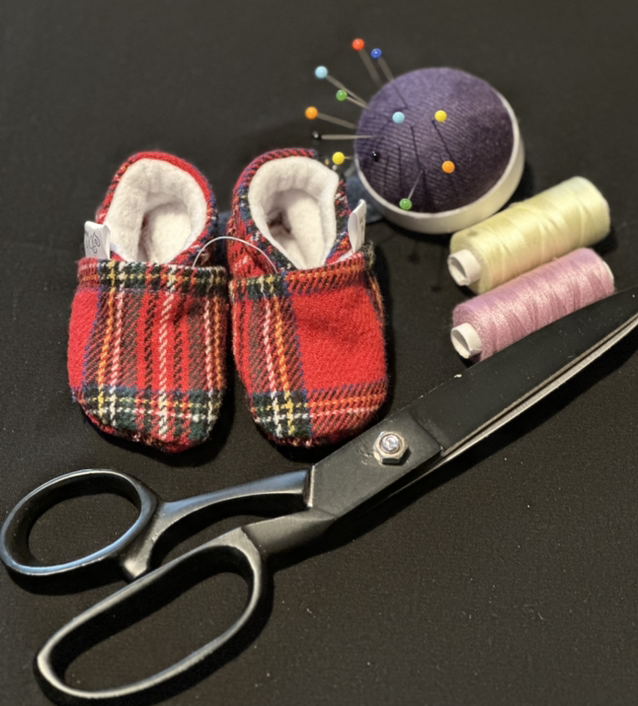 Red Tartan Fleece Lined Slippers