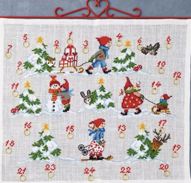 Permin Winter Playtime Advent Calendar Kit Counted Cross Stitch