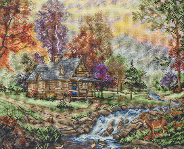 Mountain Retreat Anchor Maia Cross Stitch Kit by Thomas Kinkade