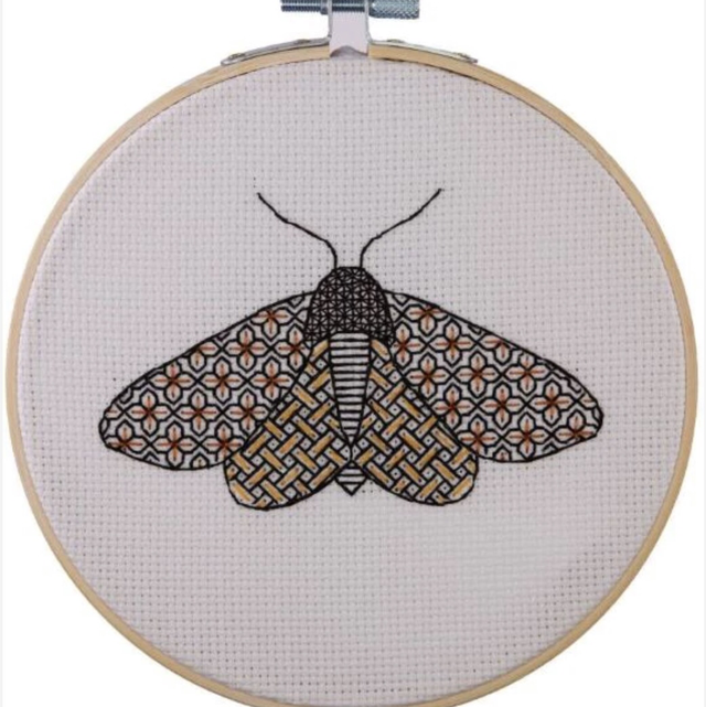 Anchor Blackwork Embroidery Kit Geometric Moth Craft Embroidery Kit.