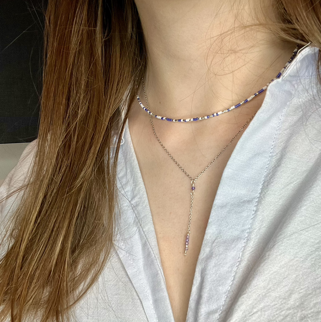 Collier cravate Maya -  Oxyde de zirconium violet