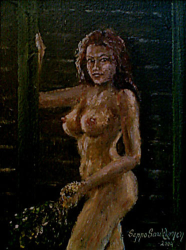 Saunan ovella  (21x15 cm)