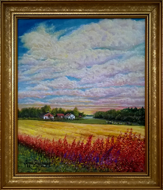 Ateljee-koti mielikuvitusmaisemmassa (61x50 cm)