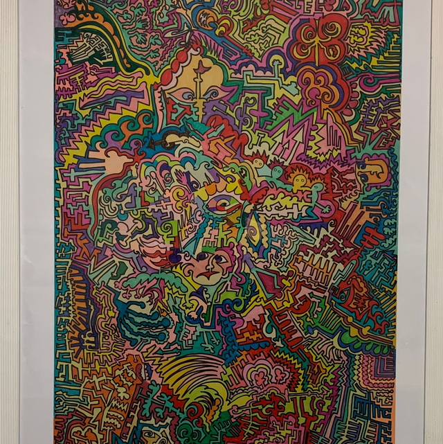 DO IT NOW, Rahmen 84x64 cm, Bildgröße 70x50 cm, Edding, Acryl- und Aquarellfarben auf Zeichenkarton