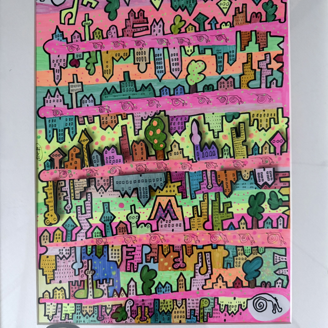 THE STREETS OF LONDON, Rahmen 52x42 cm, Passepartout 38,5x29 cm, Edding, Aquarell- und Acrylfarbe auf Aquarellpapier, zum Teil 3D-Technik