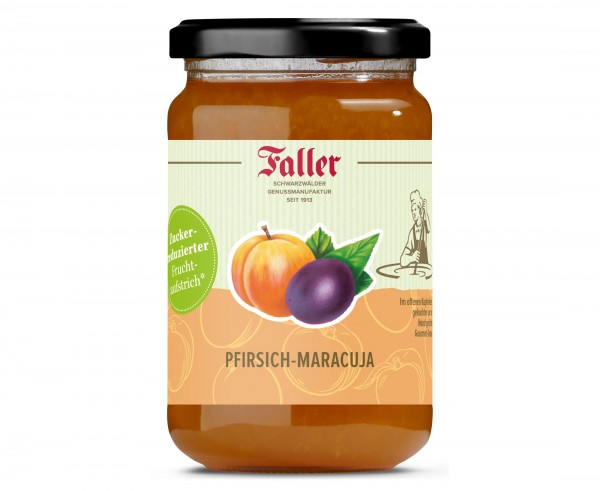 Faller Pfirsich-Maracuja - zuckerreduzierter Fruchtaufstrich, Inhalt: 300 Gramm (13,30 €  / 1000 Gramm)