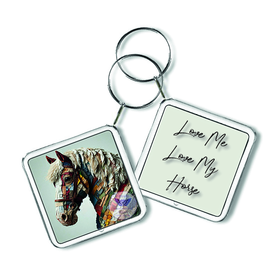 Artistic horse print Square Keyring (H02)