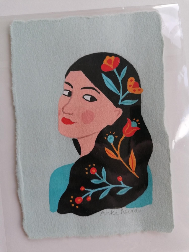 Origineel schilderijtje "Omkijken 2"