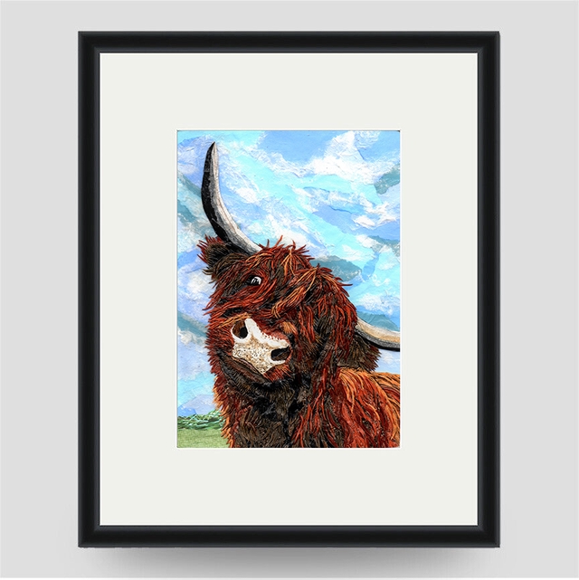 Morvan the Highland Cow Mounted Art Print