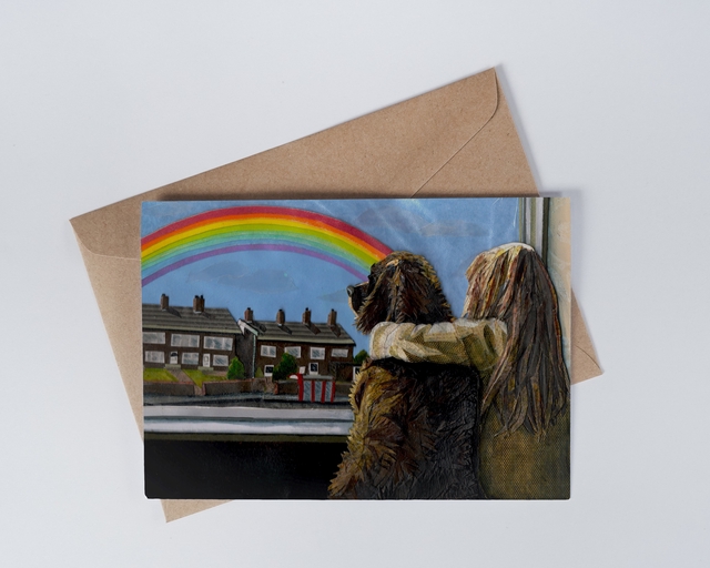 "There's Always Hope" Rainbow, Child & Dog Blank Greeting Card