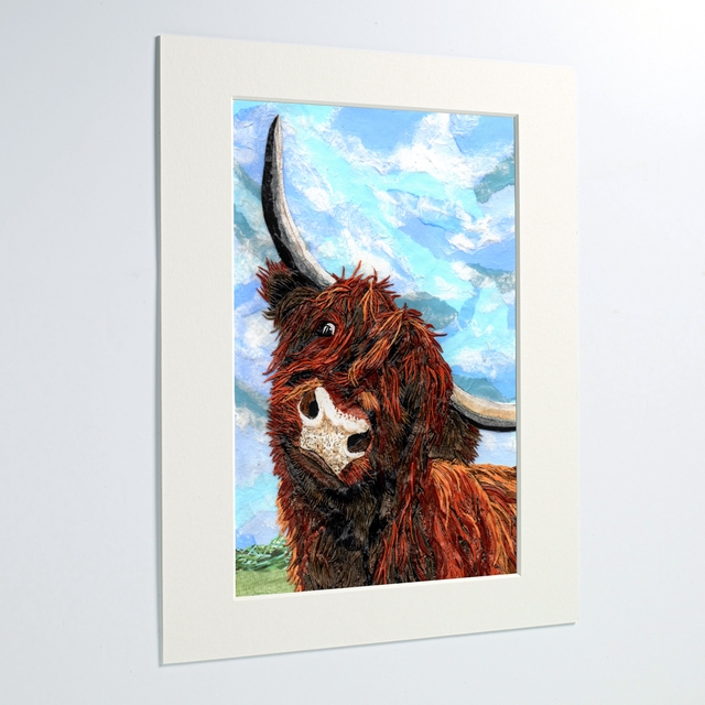 Morvan the Highland Cow Mounted Art Print