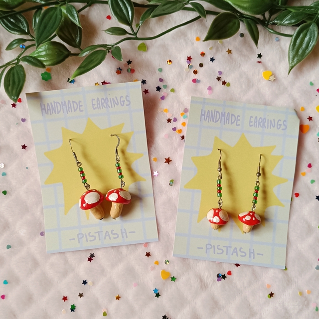 Mushrooms clay earrings