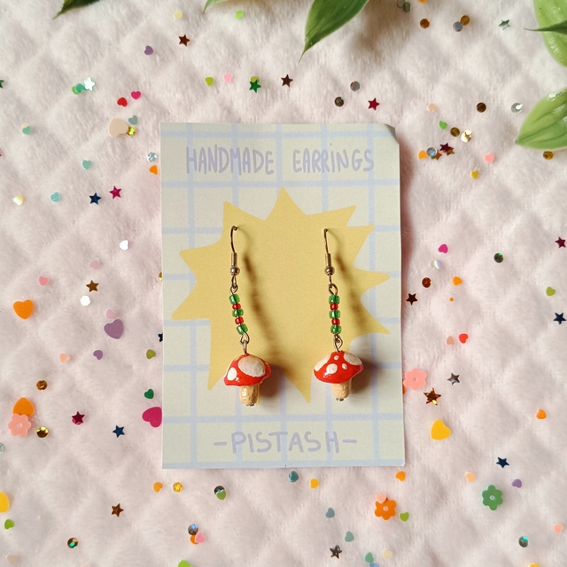 Mushrooms clay earrings