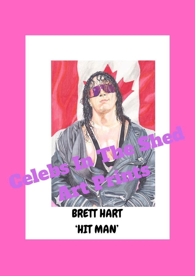 Bret 'Hitman' Hart WWE Wrestling Bild Gerahmt & Signiert - Perfektes Geschenk Für Wrestling-Fans